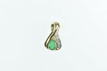 Load image into Gallery viewer, 10K Pear Emerald Diamond Accent Vintage Pendant Yellow Gold