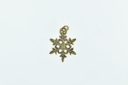 14K Snow Flake Cold Winter Weather Holiday Season Charm/Pendant Yellow Gold