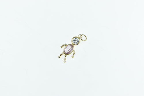 14K February Birthstone Baby CZ Child Mother Charm/Pendant Yellow Gold