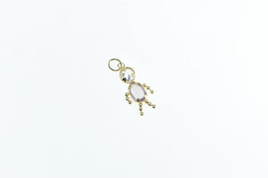14K February Birthstone Baby CZ Child Mother Charm/Pendant Yellow Gold