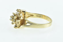 Load image into Gallery viewer, 14K 0.75 Ctw Baguette Diamond Swirl Vintage Cluster Ring Yellow Gold