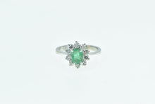 Load image into Gallery viewer, 14K 1.10 Ctw Emerald Diamond Halo Engagement Ring White Gold