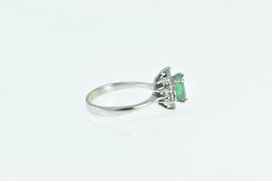 14K 1.10 Ctw Emerald Diamond Halo Engagement Ring White Gold