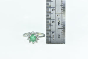 14K 1.10 Ctw Emerald Diamond Halo Engagement Ring White Gold