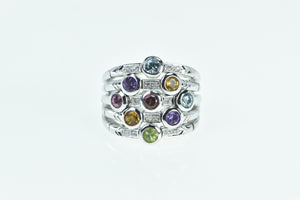 14K Sonia B Bitton Diamond Layered Stacking Band Ring White Gold