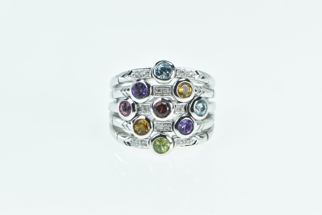 14K Sonia B Bitton Diamond Layered Stacking Band Ring White Gold
