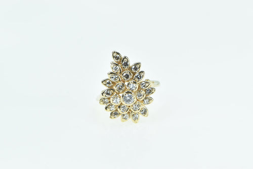 14K 0.50 Ctw Diamond Flower Petal Cluster Statement Ring White Gold