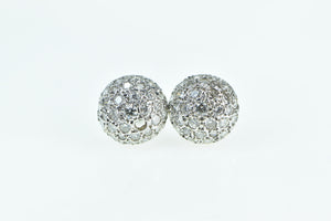 14K 1950's 1.77 Ctw Diamond Domed Vintage Stud Earrings White Gold