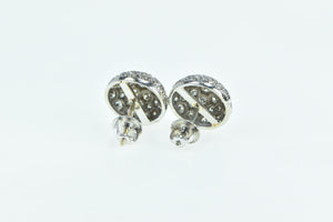 14K 1950's 1.77 Ctw Diamond Domed Vintage Stud Earrings White Gold