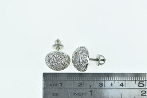 14K 1950's 1.77 Ctw Diamond Domed Vintage Stud Earrings White Gold