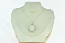 Load image into Gallery viewer, 18K Massive Natural Opal 0.83 Ctw Diamond Pendant White Gold