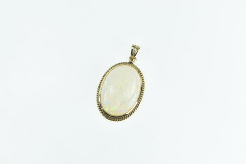 14K Ornate Vintage Natural Opal Statement Pendant Yellow Gold