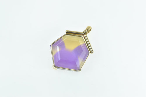 18K Hexagon Honeycomb Ametrine Statement Pendant Yellow Gold