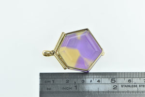 18K Hexagon Honeycomb Ametrine Statement Pendant Yellow Gold