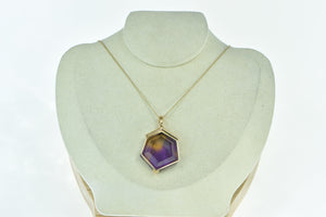 18K Hexagon Honeycomb Ametrine Statement Pendant Yellow Gold