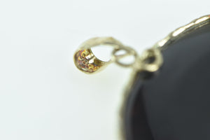 14K Black Onyx Chinese Dragon Bi Ornate Pendant Yellow Gold