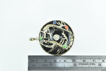 Load image into Gallery viewer, 14K Black Onyx Chinese Dragon Bi Ornate Pendant Yellow Gold