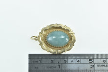 Load image into Gallery viewer, 14K Oval Jadeite Scalloped Trim Etched Statement Pendant Yellow Gold