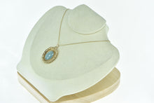 Load image into Gallery viewer, 14K Oval Jadeite Scalloped Trim Etched Statement Pendant Yellow Gold