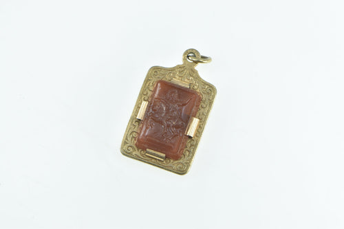 Gold Filled Victorian Reversible Onyx Carnelian Carved Pendant