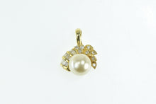 Load image into Gallery viewer, 18K 10.8mm Cultured Pearl Diamond Vintage Pendant Yellow Gold