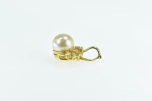 Load image into Gallery viewer, 18K 10.8mm Cultured Pearl Diamond Vintage Pendant Yellow Gold