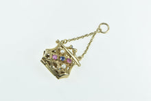 Load image into Gallery viewer, 14K Vintage 3D Purse Gemstone Hand Bag Fashion Pendant Yellow Gold