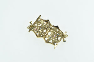 14K Vintage 3D Purse Gemstone Hand Bag Fashion Pendant Yellow Gold