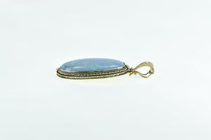 14K Victorian Ornate Antique Natural Opal Diamond Pendant Yellow Gold