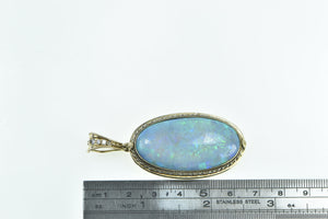 14K Victorian Ornate Antique Natural Opal Diamond Pendant Yellow Gold