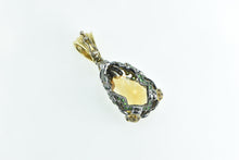 Load image into Gallery viewer, 14K 24.89 Ctw Pear Citrine Ornate Pave Frog Pendant Yellow Gold