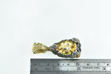 Load image into Gallery viewer, 14K 24.89 Ctw Pear Citrine Ornate Pave Frog Pendant Yellow Gold