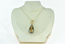 Load image into Gallery viewer, 14K 24.89 Ctw Pear Citrine Ornate Pave Frog Pendant Yellow Gold