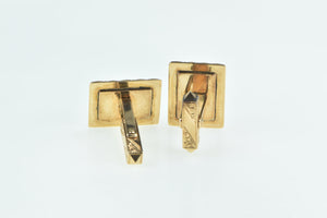 18K 1960's Vintage Green Agate Ornate Men's Cuff Links Yellow Gold