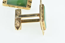 Load image into Gallery viewer, 18K 1960&#39;s Vintage Green Agate Ornate Men&#39;s Cuff Links Yellow Gold