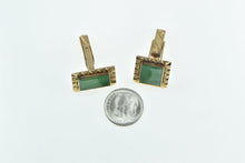 Load image into Gallery viewer, 18K 1960&#39;s Vintage Green Agate Ornate Men&#39;s Cuff Links Yellow Gold