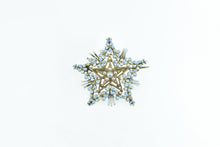 Load image into Gallery viewer, 14K Victorian Forget Me Not Star Enamel Flower Pin/Brooch Yellow Gold