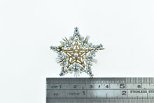 Load image into Gallery viewer, 14K Victorian Forget Me Not Star Enamel Flower Pin/Brooch Yellow Gold