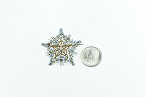 14K Victorian Forget Me Not Star Enamel Flower Pin/Brooch Yellow Gold