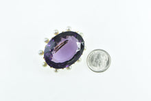 Load image into Gallery viewer, 18K Victorian Oval Amethyst Pearl Ornate Statement Pin/Brooch Yellow Gold