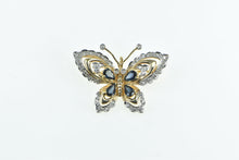 Load image into Gallery viewer, 14K Marquise Sapphire Diamond Ornate Butterfly Pendant/Pin Yellow Gold