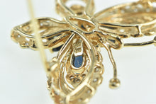 Load image into Gallery viewer, 14K Marquise Sapphire Diamond Ornate Butterfly Pendant/Pin Yellow Gold