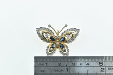 Load image into Gallery viewer, 14K Marquise Sapphire Diamond Ornate Butterfly Pendant/Pin Yellow Gold