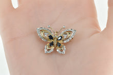 Load image into Gallery viewer, 14K Marquise Sapphire Diamond Ornate Butterfly Pendant/Pin Yellow Gold