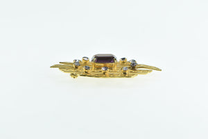 Gold Filled Vintage Amethyst Filigree Bar Statement Pin/Brooch