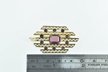 Load image into Gallery viewer, Gold Filled Vintage Amethyst Filigree Bar Statement Pin/Brooch