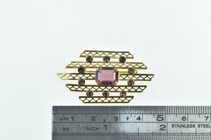 Gold Filled Vintage Amethyst Filigree Bar Statement Pin/Brooch