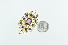 Load image into Gallery viewer, Gold Filled Vintage Amethyst Filigree Bar Statement Pin/Brooch