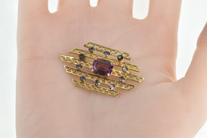 Gold Filled Vintage Amethyst Filigree Bar Statement Pin/Brooch