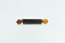 Load image into Gallery viewer, 10K Black Onyx Amber Sphere Bar Vintage Statement Pin/Brooch Yellow Gold